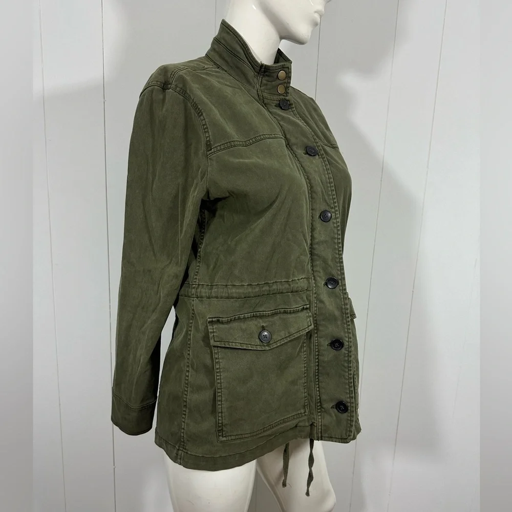 Lucky Brand Military Jacket M Cinched Waist Utility Army Olive Green Zip - Picture 4 of 13